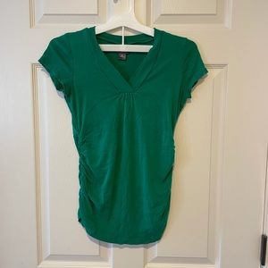 LAST CALL🌺 Motherhood Soft Stretchy Ruched Green V-neck Top S
